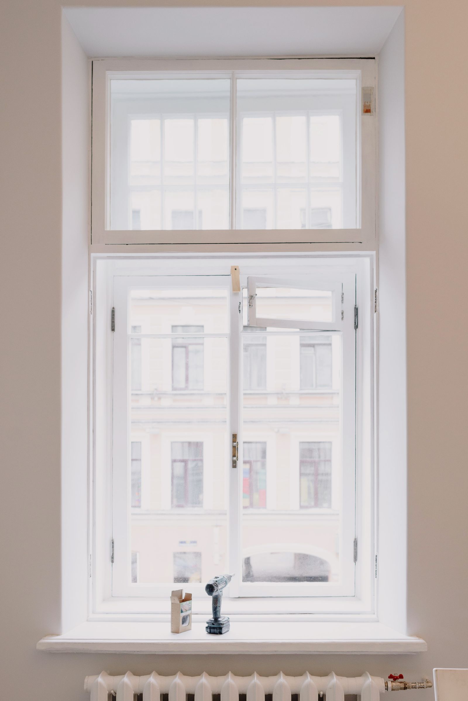 Room with a newly installed window frame